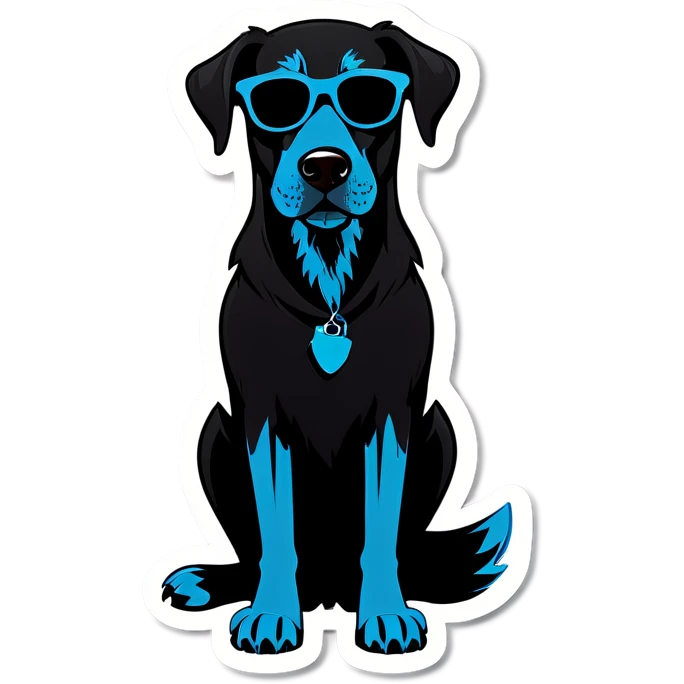 Black dog with sunglasses and shoes emoji