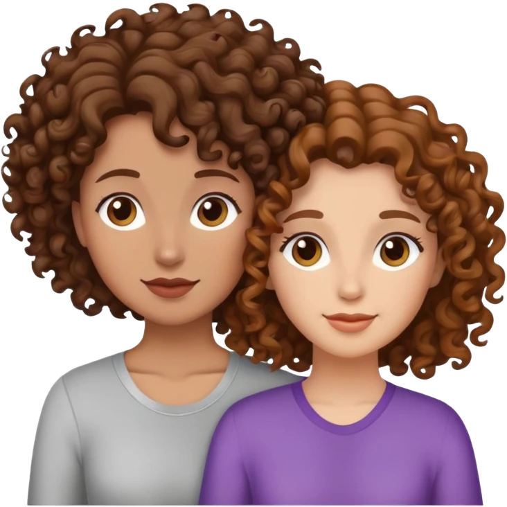 Lesbians both with brown hair BUT one has Curley hair  emoji