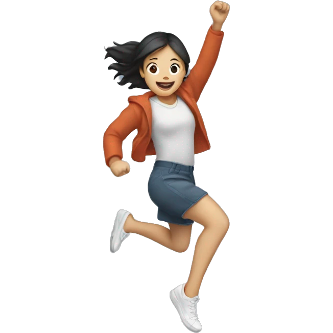 Asian girl jumping down emoji