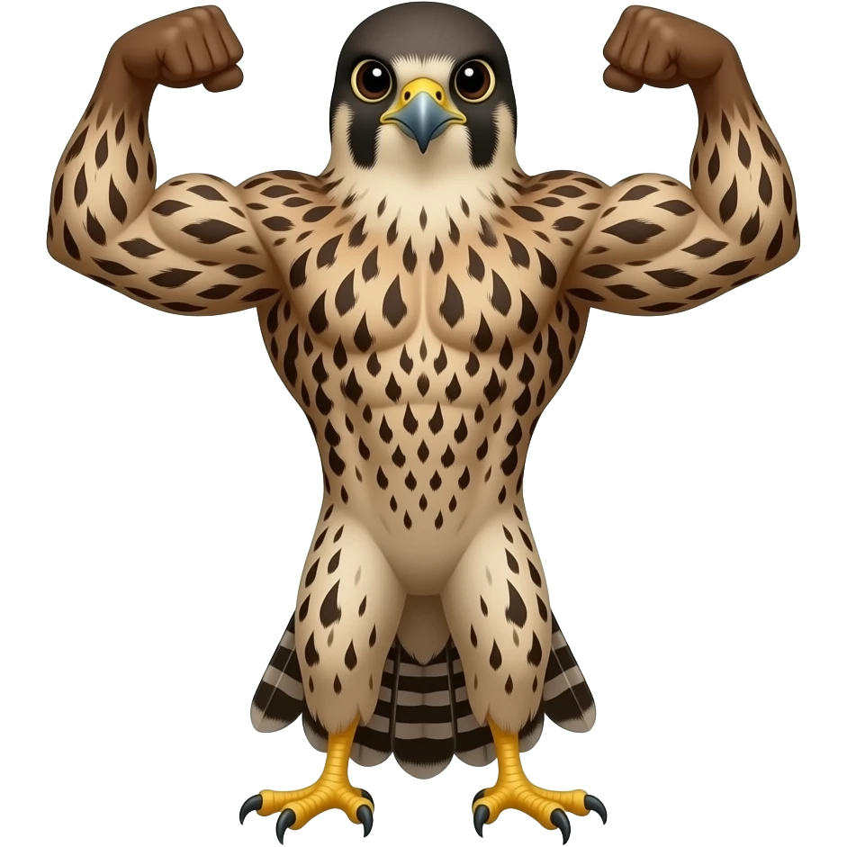 brown falcon with biceps, top only flexing emoji