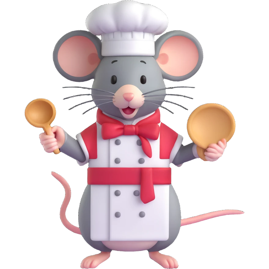 A mouse wearing a cook's hat emoji