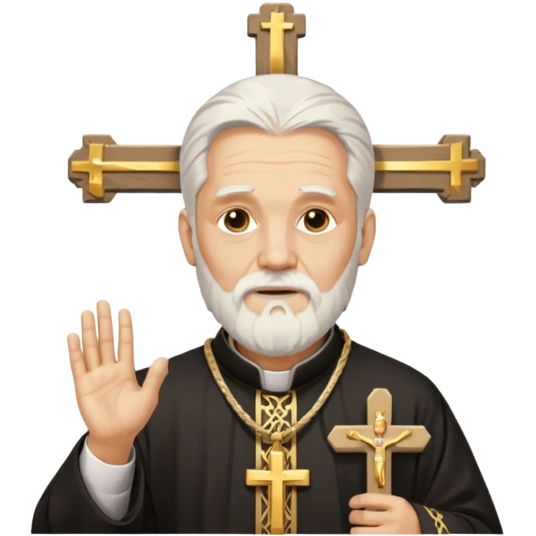 Older Orthodox Christian priest crossing himself (making the sign of the cross) with the movement of the Cross outlined in gold streaks emoji