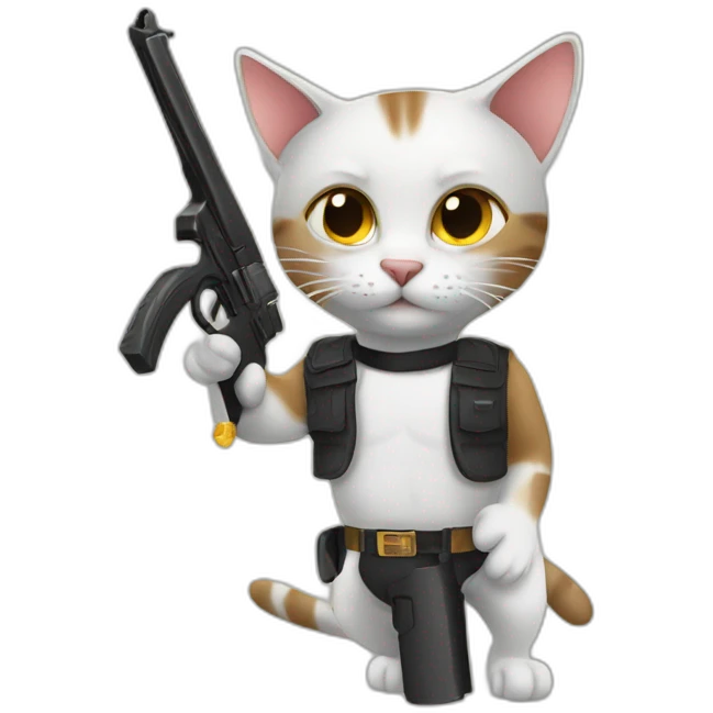 gato con pistola  emoji