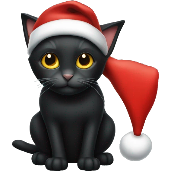 Black cat with Santa hat emoji