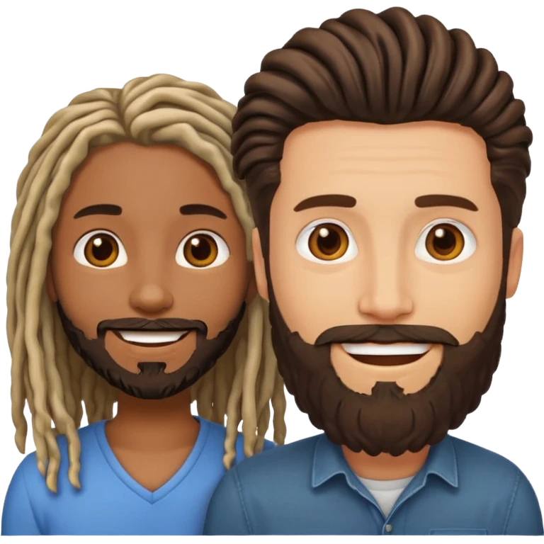 Couple emoji -WHITE with man with beard, BLACK FEMALEwith mid length locs emoji