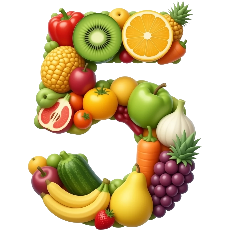 number 5 made of food emoji