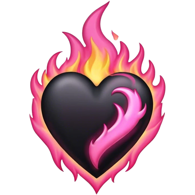 black heart with pink flame emoji