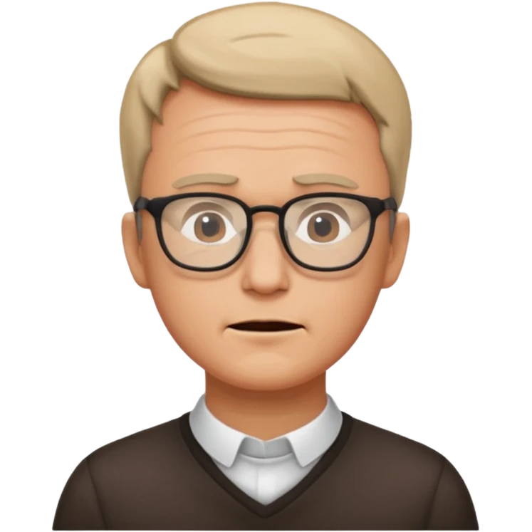 a man teacher, head is rotated 40 degrees, with an aching logo beside the neck emoji