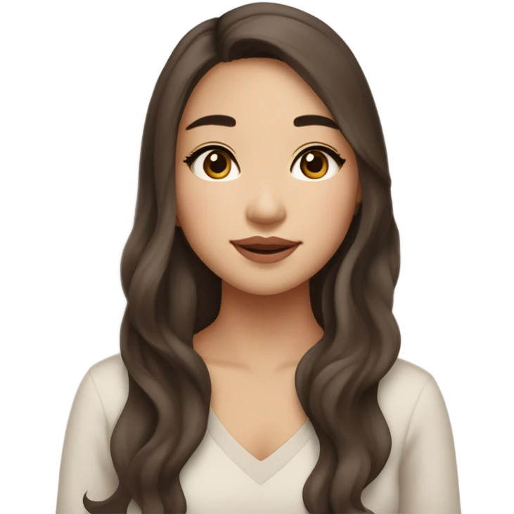 beautiful wasian girl with blush + long wavy brown hair + brown doe eyes + huge lips emoji