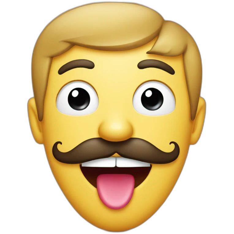 round tounge out emoji with mustache emoji