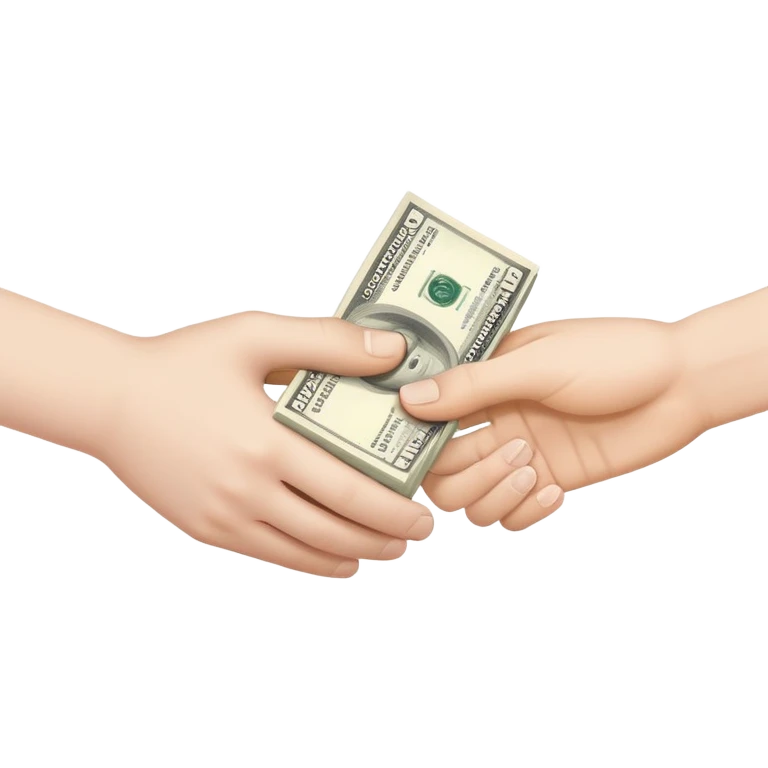 handing give money to other hand emoji