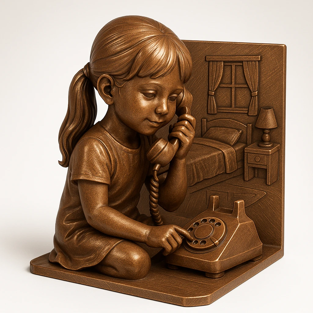 girl talking on telephone in her room emoji