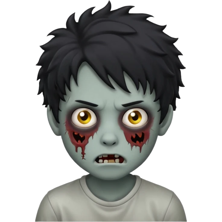 boy zombie with curly black hair emo grey skin make the emoji look like this one 🧟 emoji