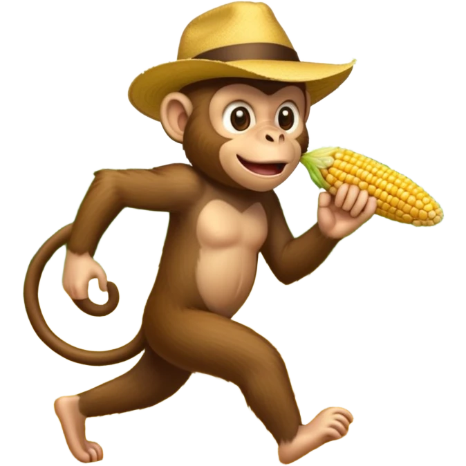 A monkey runing in a cornfield being chased by a white men emoji