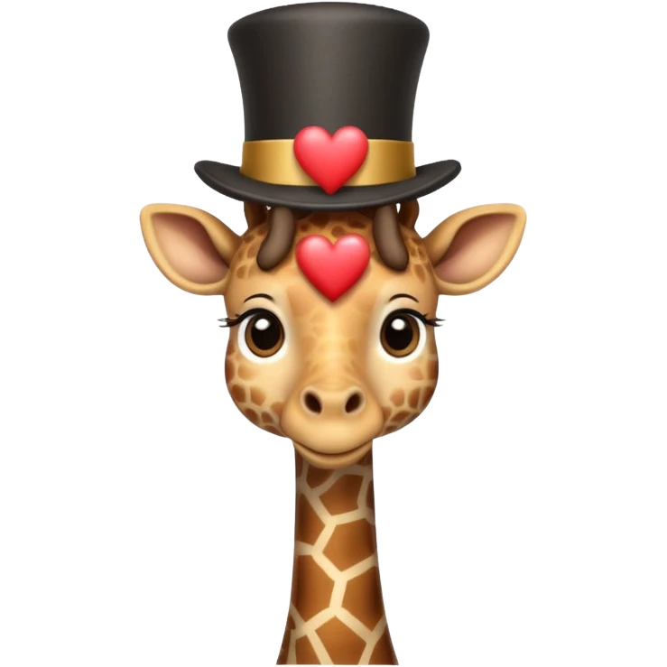 Giraffe with top hat and heart emoji