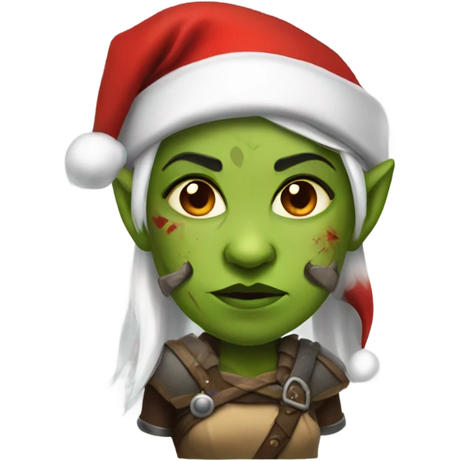 orc female warrior with santa hat emoji