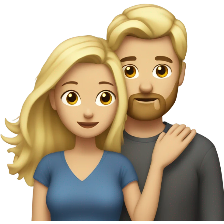 blonde woman long hair, hugging a blonde man with beard. he short hair emoji