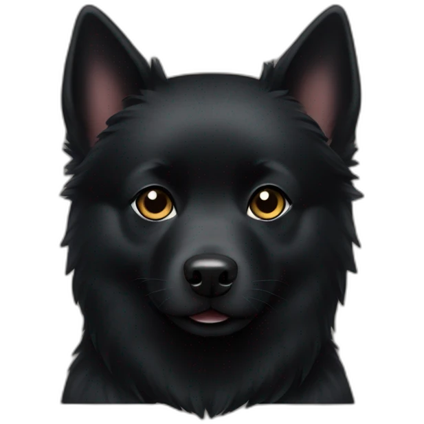 Black schipperke with only black hair, mid length emoji
