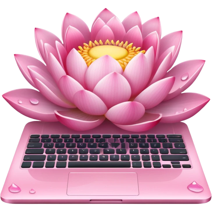 a laptop on a pink lotus flower emoji