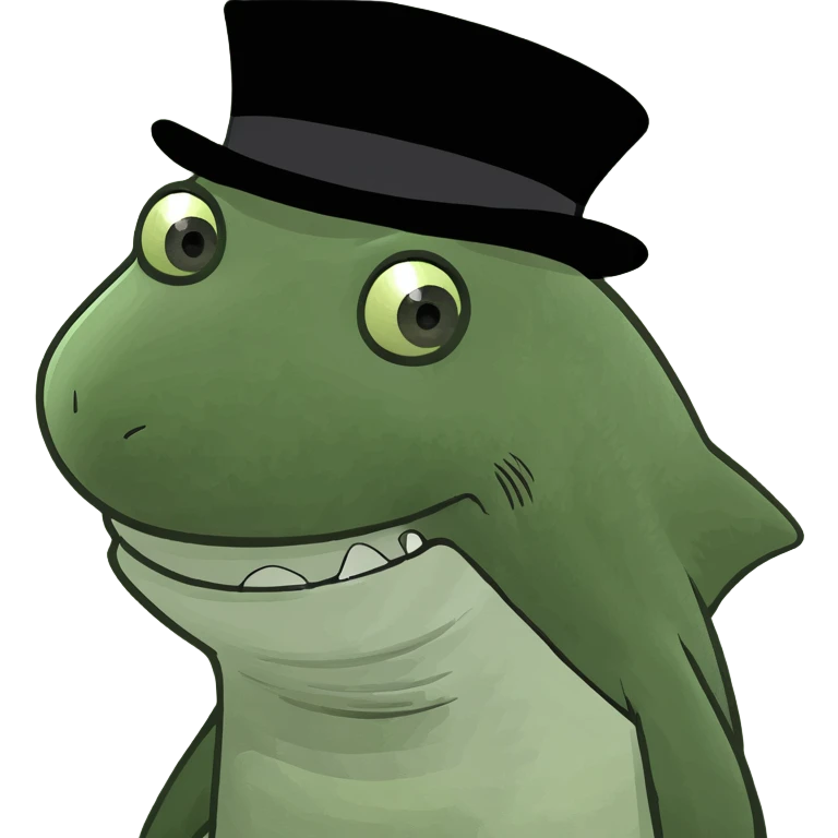 Shark with a top hat emoji