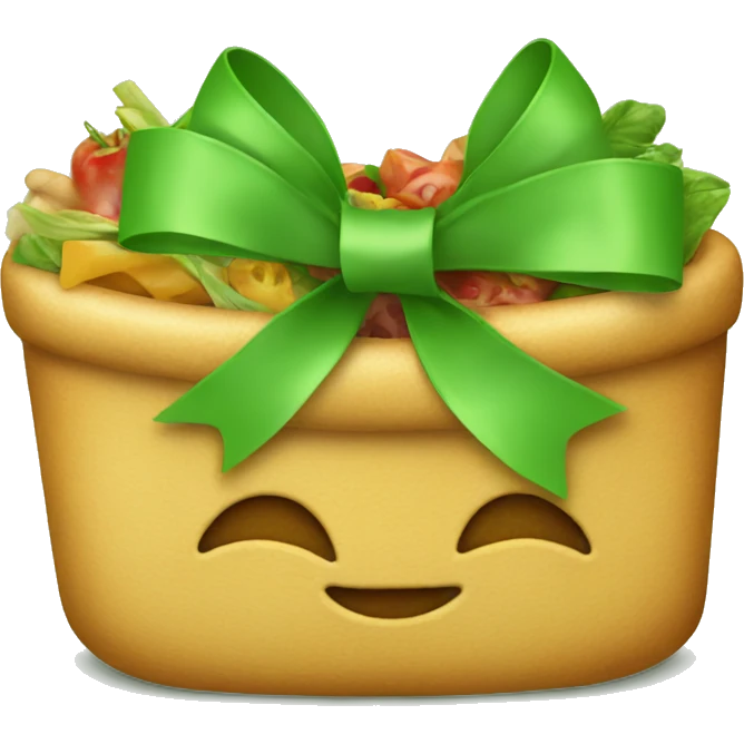Green bow with food on it emoji