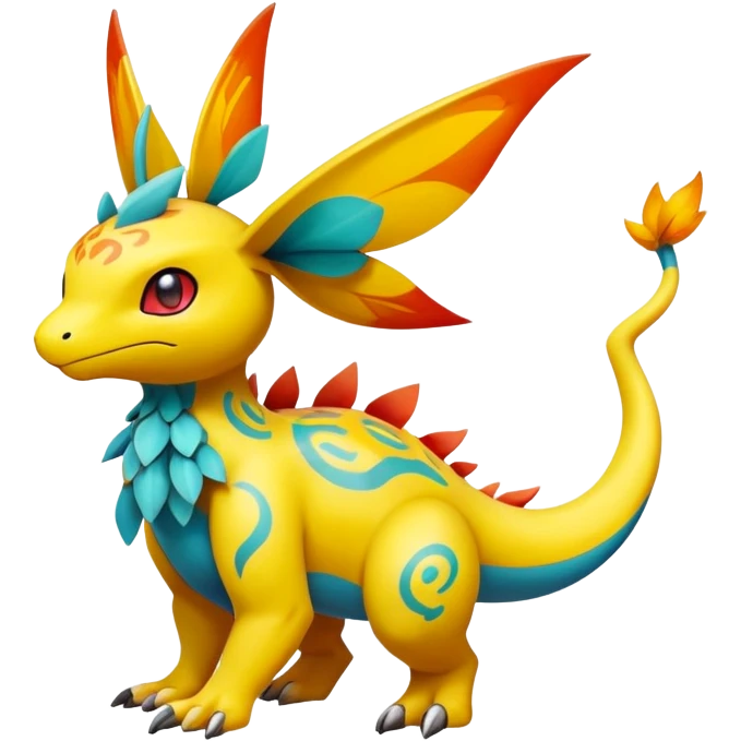 exotic fantasy-creature-Fakémon-Pokémon, full body, with random markings emoji