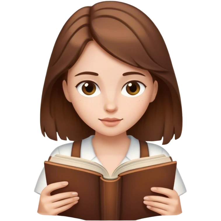 brown haired girl reading a book emoji