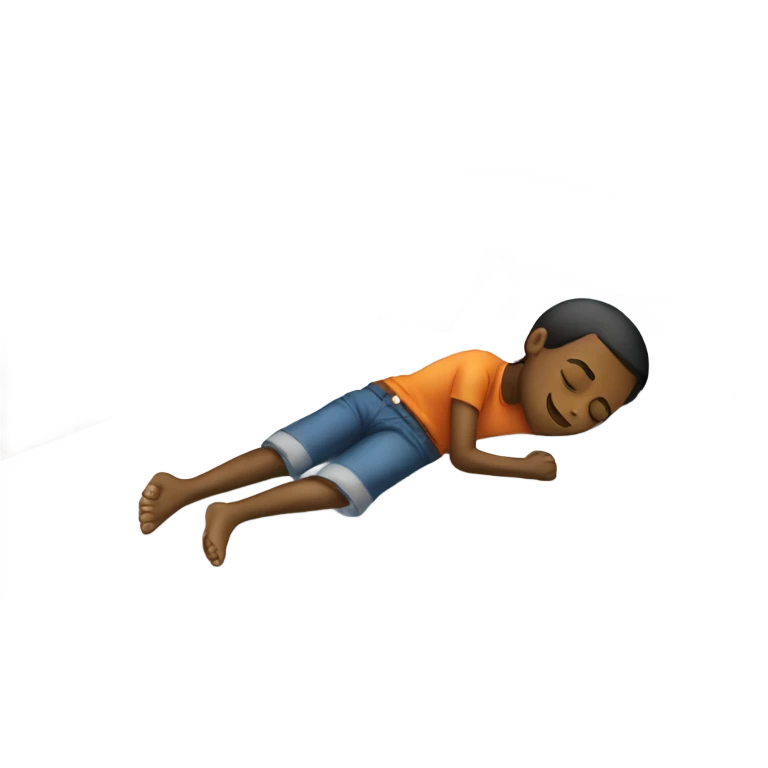 Boy sleeping on cash mattress emoji