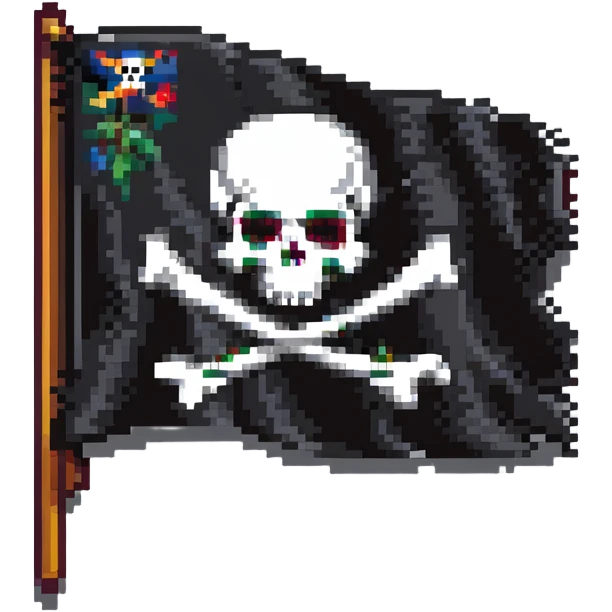 pirate flag with skull and crossbones, jolly roger emoji