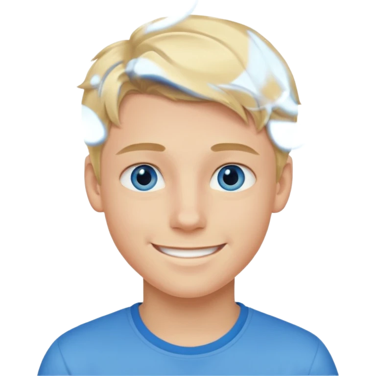 niño guapo adolescente de ojos azules sonriendo emoji