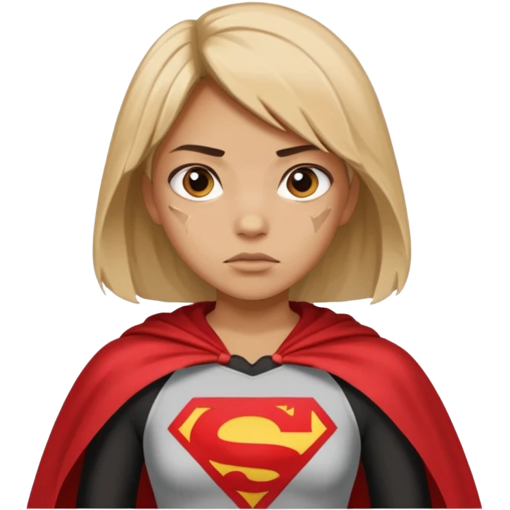 generate me a fearless student girl with a cape and "make it look like she torn a shirt with the word "Discrimination" emoji