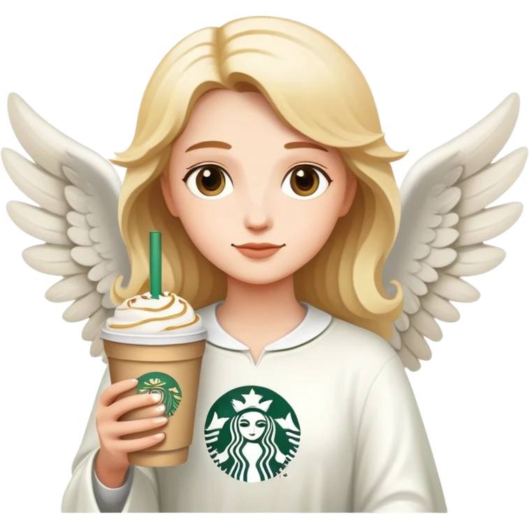 An angel with Starbucks emoji