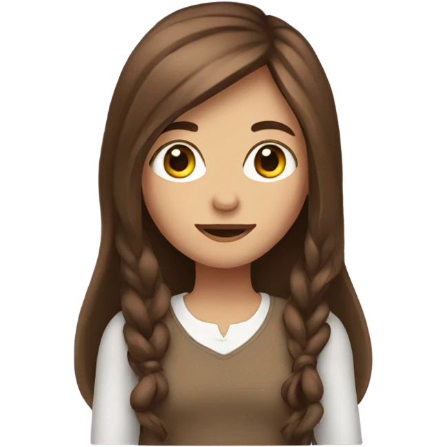 Girl with brown long hair with key in hand emoji