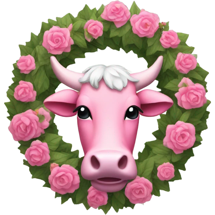 Pink cow wreath emoji