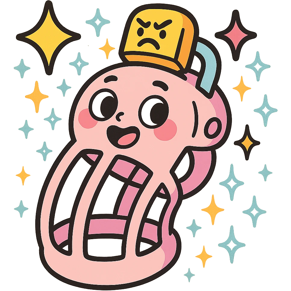 A cartoonish chastity cage with a fantasy theme, featuring magical elements like stars and sparkles. emoji