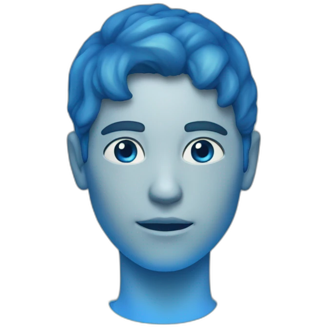 blue hologram of a human emoji