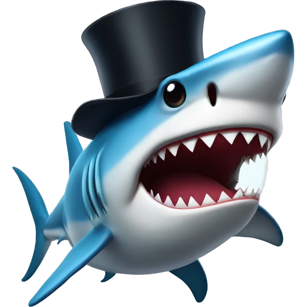 Shark with a top hat emoji