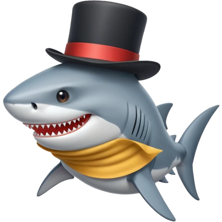 Shark with a top hat emoji