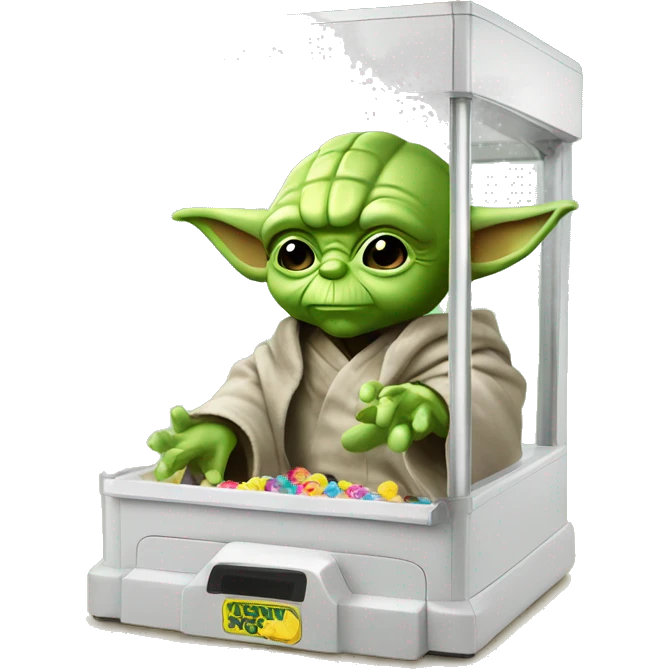 A claw machine with yoda figures inside. emoji