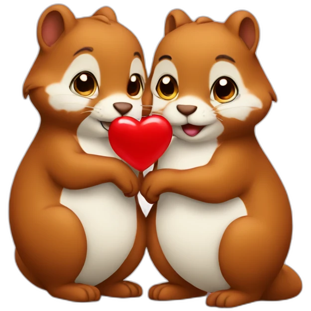 2 squirels in love with an heart between them emoji