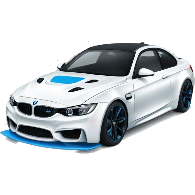 mineral white m3 with black wheels and blue calipers emoji