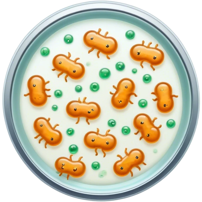 a petri dish with microscopic cat-shaped bacteria doing the cha-cha-cha emoji