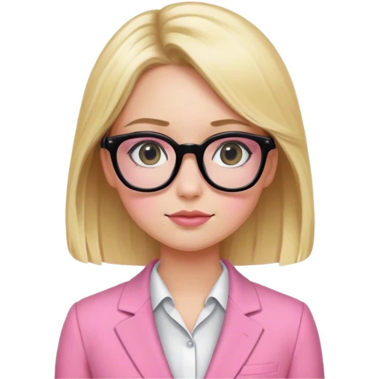 Blond girl pink suit black Eyeglasses emoji