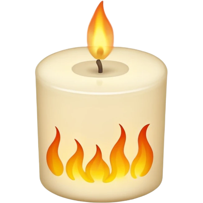 
minimal flat emoji of a white or cream scented candle with three visible flames, soft warm glow, clean vector style, elegant and modern, transparent background emoji