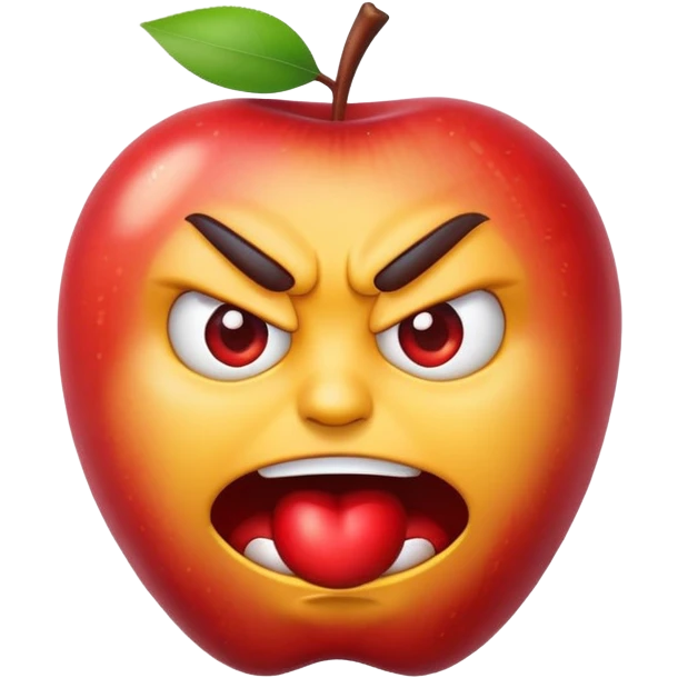 Angry emoji holding apples emoji