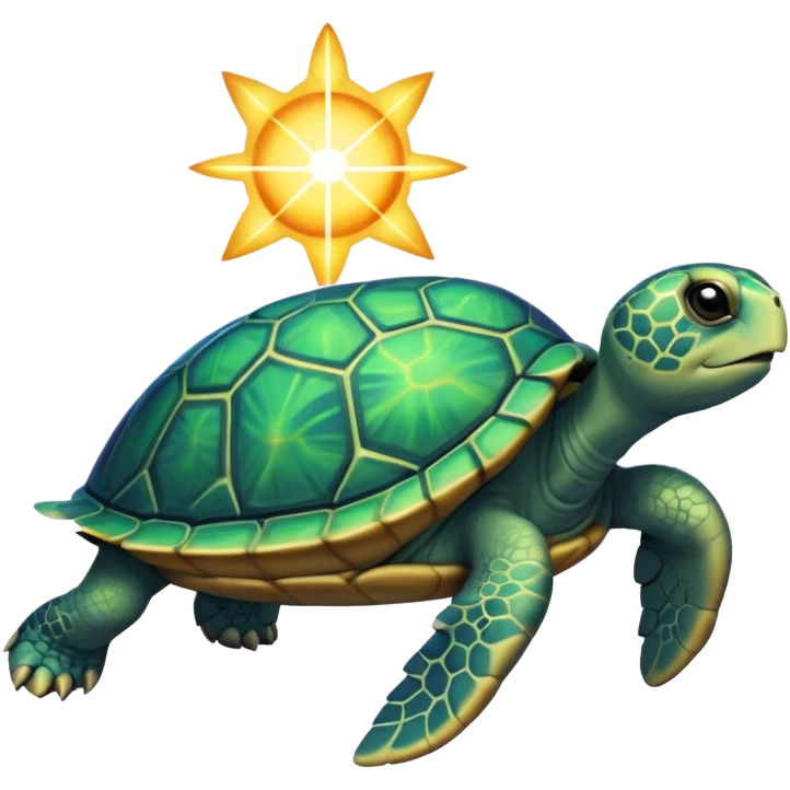 Create a single emoji of a Quasar Turtle in full body, shown at a slight side angle in a natural, characteristic pose with cosmic energy.

 emoji