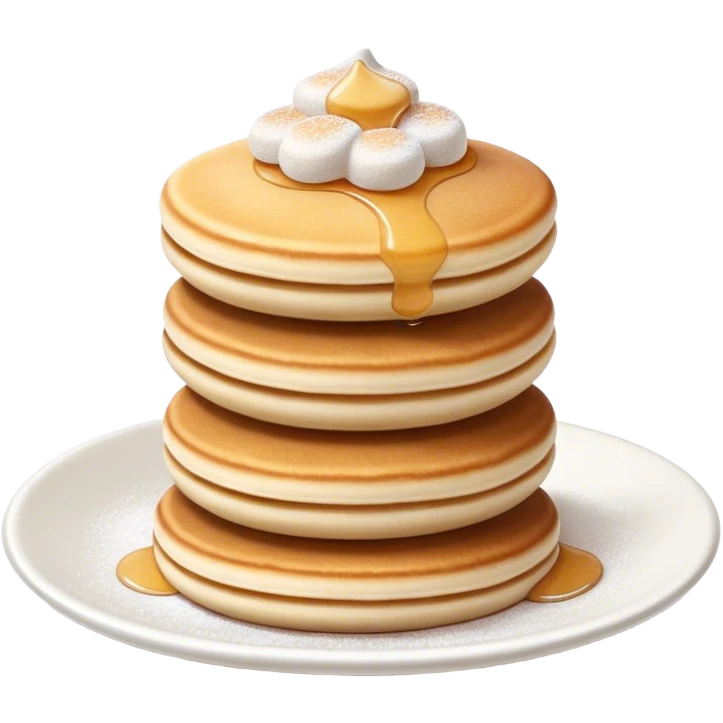 Cinematic Realistic Poffertjes Dessert Emoji, depicted as small, fluffy mini pancakes dusted with powdered sugar rendered with lifelike texture and warm, inviting lighting. emoji