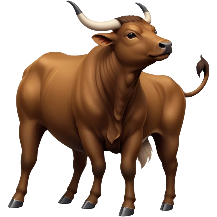 cinematic-[brown bull]-realistic-full-body-standing-emoji,-tail-flicking-lazily,-head-tilted-dramatically,-sleek-[brown]-fur,-simplified-yet-realistic-focused-features,-highly-detailed,-glowing-with-an-almost-sarcastic-glow emoji