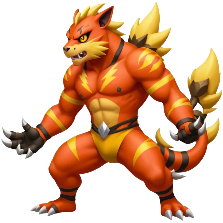 Electabuzz-Incineroar-Blaziken-fusion, full body emoji
