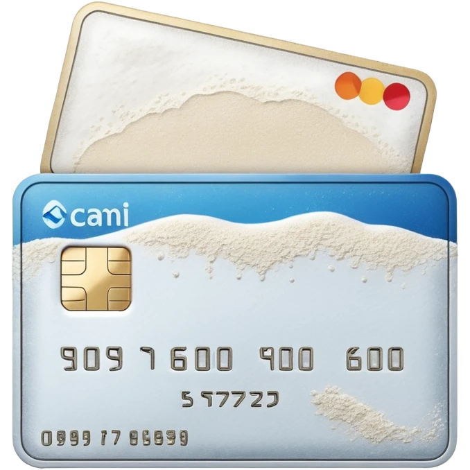 Credit card with a pile of flour emoji